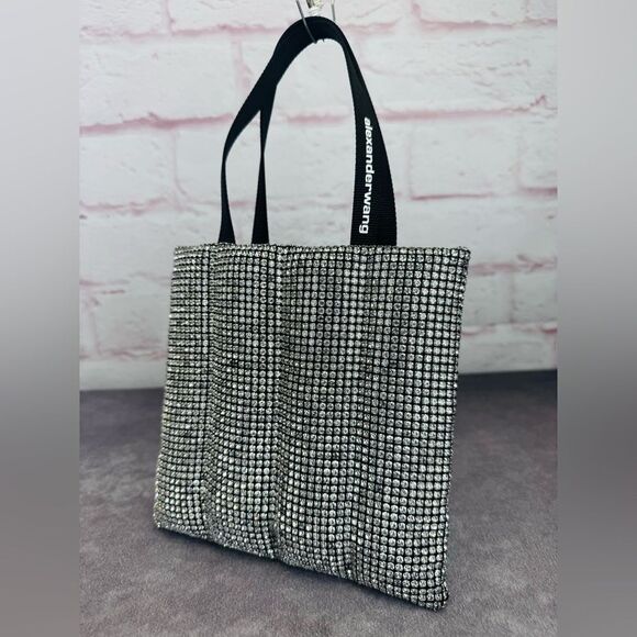 Alexander Wang Mesh Quilted Heiress Black Rhinestone Mini Tote Bag - Picture 1 of 13